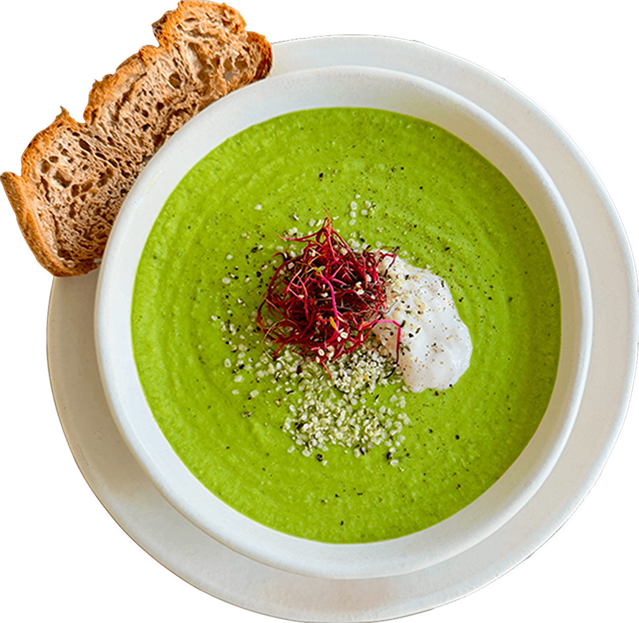 High protein green pea soup