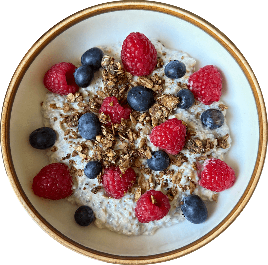 Overnight oats with berries and granola